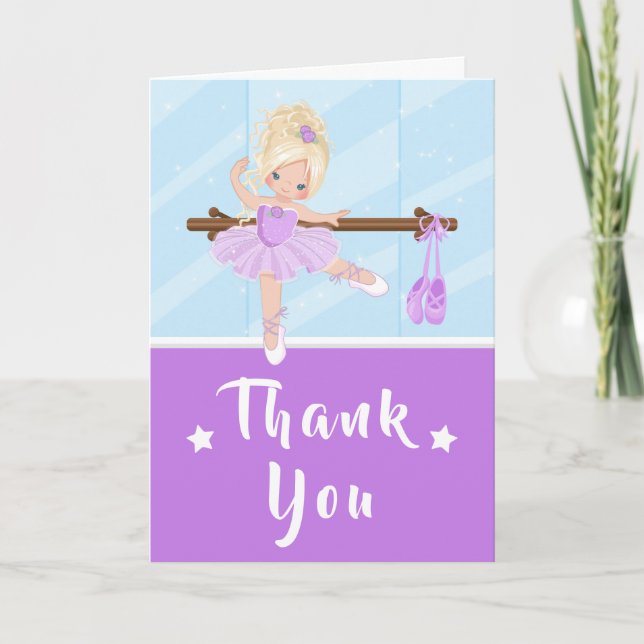 Blonde Hair Ballerina Lila Geburtstag Vielen Dank  Dankeskarte (Vorderseite)
