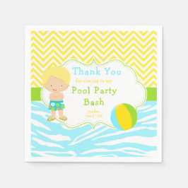 Blonde Hair Boy Pool Party Bash Party Serviette