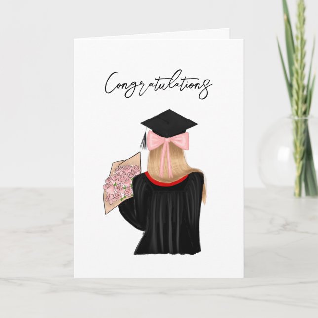Blonde Hair Coquette Graduate Glückwunsch Karte (Vorderseite)