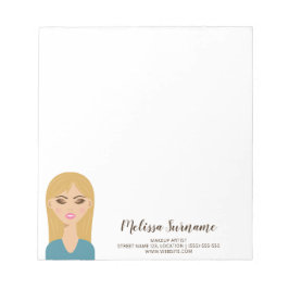 Blonde Hair Frau Personalisiert Name Makeup Artist Notizblock