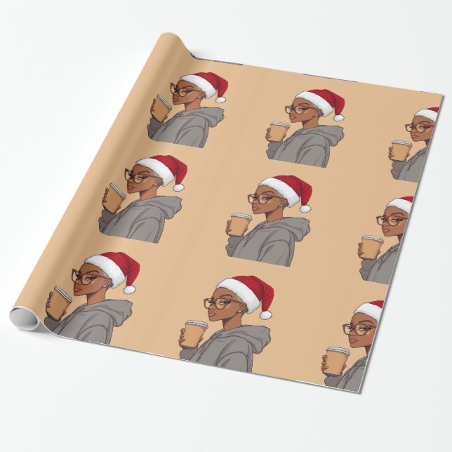 Blonde Hair + Latte Holiday Geschenkpapier (Ungerollt)