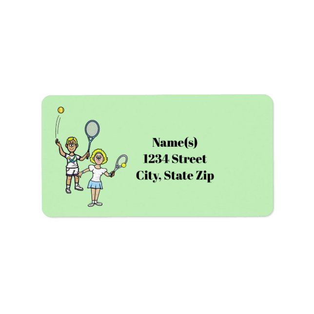 Blonde Hair Tennis Couple Address Labels Adressaufkleber (Vorne)