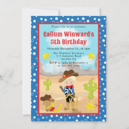 Blonde Haired Cowboy Western Kindergeburtstag Einladung