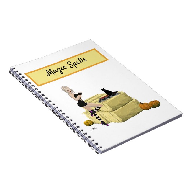 Blonde Halloween Hexen Button Up Girl Spiral Noteb Notizblock (Rechte Seite)