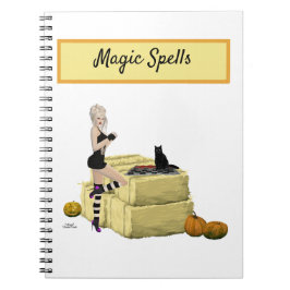 Blonde Halloween Hexen Button Up Girl Spiral Noteb Notizblock