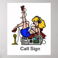 Blonde Ham Radio Button-up Girl Poster Anpassen!