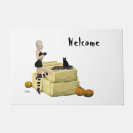 Blonde Hexe Button Up Girl Door Mat Fußmatte
