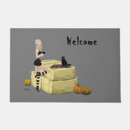 Blonde Hexe Button Up Girl Door Mat Fußmatte