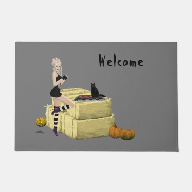 Blonde Hexe Button Up Girl Door Mat Fußmatte (Vorderseite)