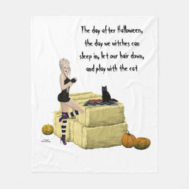 Blonde Hexe Button Up Girl Fleece Blanket