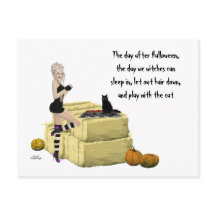 Blonde Hexe Button Up Girl Halloween-Postkarte