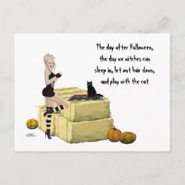 Blonde Hexe Button Up Girl Halloween-Postkarte Postkarte