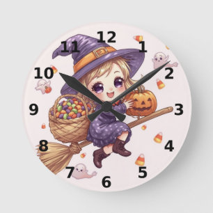 Blonde Hexen Halloween Wanduhr