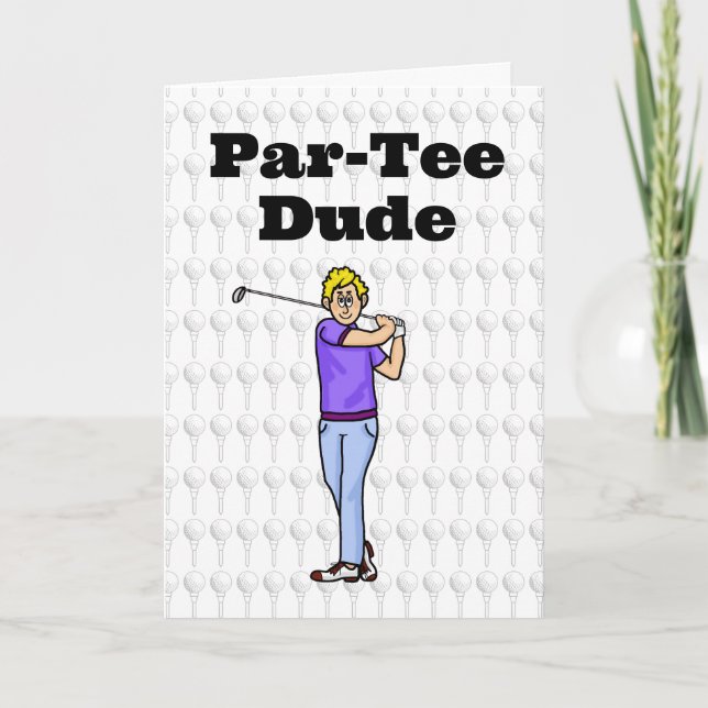Blonde Homme Golfer Carte de voeux (Devant)