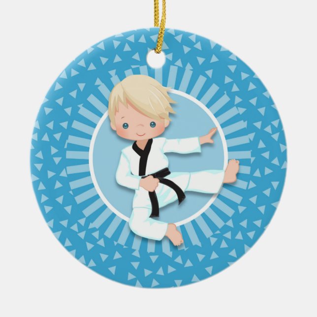 Blonde Karate Boy Ornament Judo Martial Arts (Vorne)