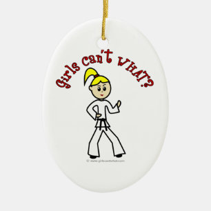 Blonde Karate Girl Keramikornament