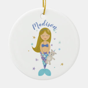 Blonde kleine Meerjungfrau-Verzierung Keramik Ornament