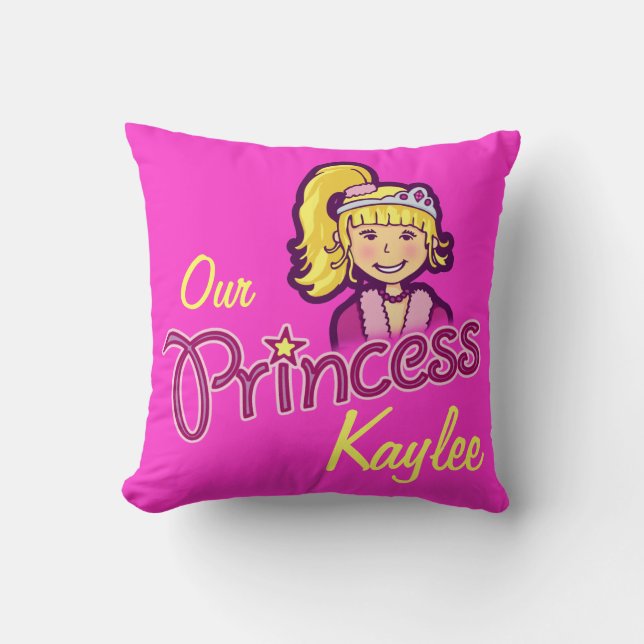 Blonde kleine Star Prinzessin Name Kissen (Vorderseite)