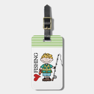 Blonde Liebe-Fischerei des Jungen-I Gepäckanhänger