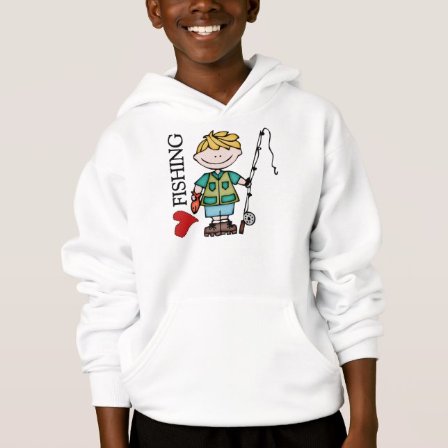 Blonde Liebe-Fischerei des Jungen-I Hoodie (Vorderseite)