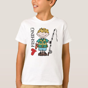 Blonde Liebe-Fischerei des Jungen-I T-Shirt