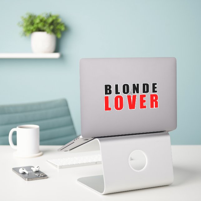 Blonde Liebhaber Aufkleber (Laptop auf Schreibtisch)