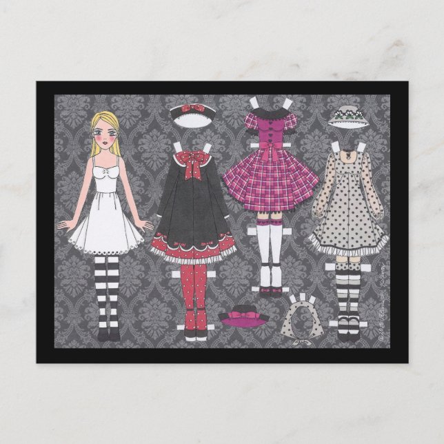 Blonde Lolita Paper Doll Postkarte (Vorderseite)