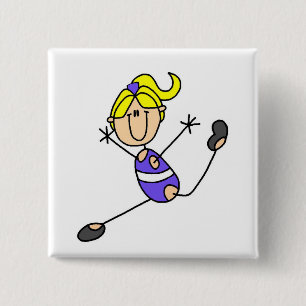 Blonde Mädchen-Gymnastik-T - Shirts und Geschenke Button