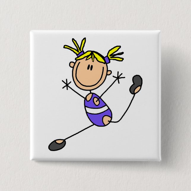 Blonde Mädchengymnast-T-Shirts und Geschenke Button (Vorderseite)