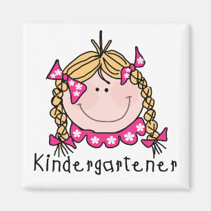 Blonde Mädchenkindergartener-T-Shirts und Magnet