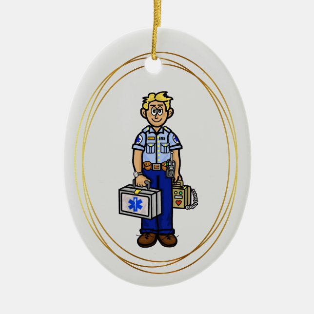 Blonde Male EMS Paramedic Weihnachtsschmuck (Vorne)