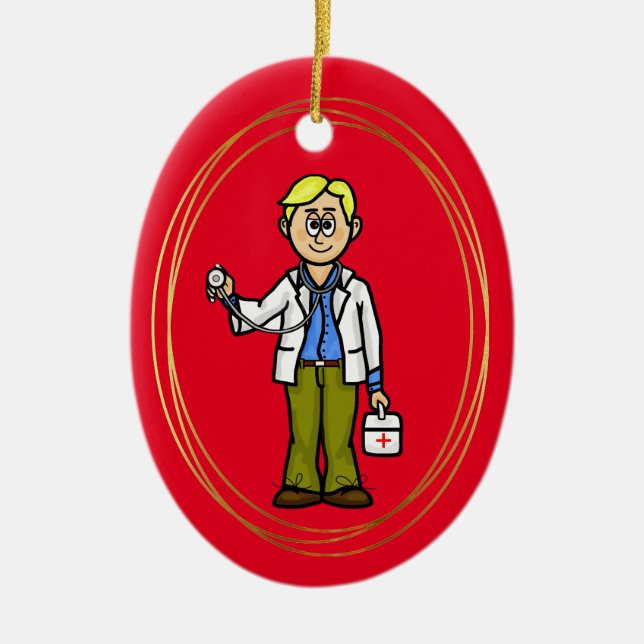 Blonde männliche Ärztin mit Stethoscope Ornament (Vorne)