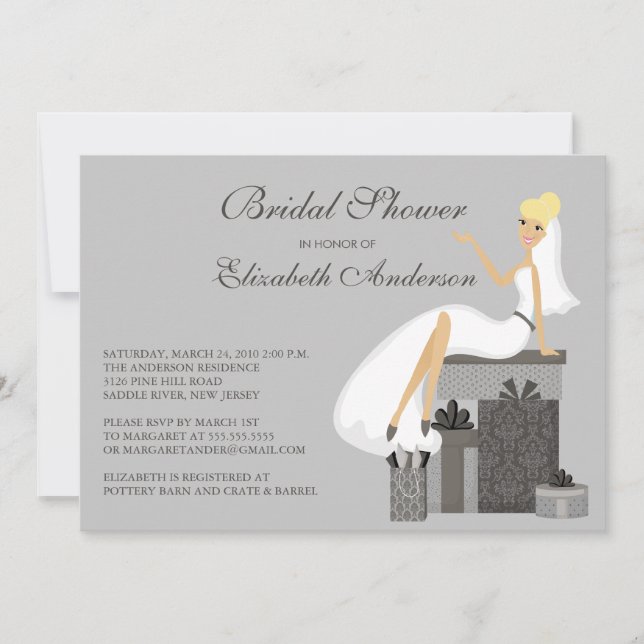 Blonde mariée branchée Douche nuptiale Invitation  (Devant)