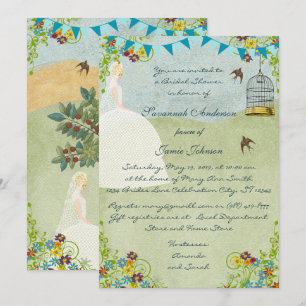 Blonde Mariée Jardin Bridal Douche Invitations