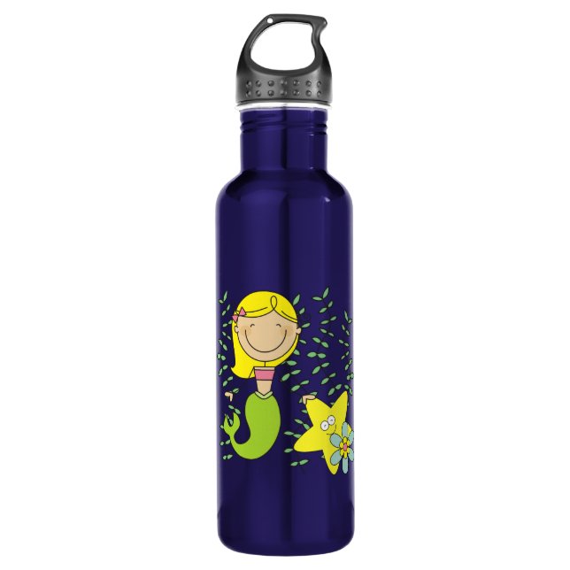 Blonde Meerjungfrau Edelstahlflasche (Vorderseite)