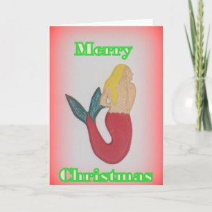 blonde Meerjungfrau Frohe Weihnachten Grußkarte