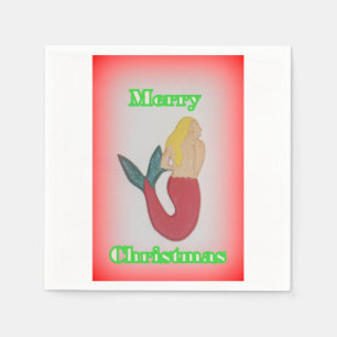 blonde Meerjungfrau Fröhliche Weihnachtsapplikatio Serviette