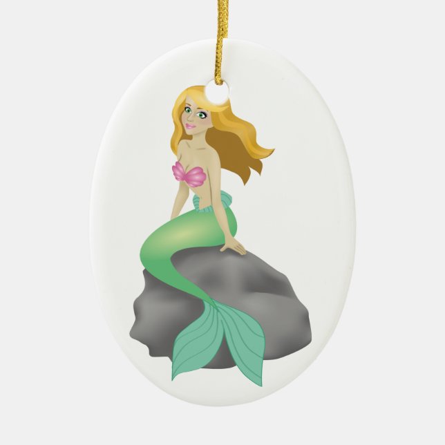 Blonde Meerjungfrau Keramikornament (Vorne)