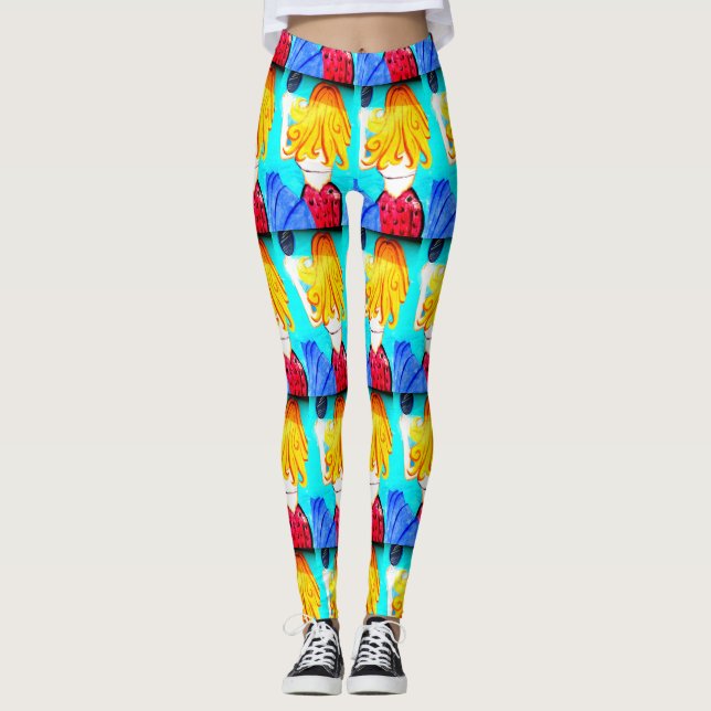 blonde Meermädchen mit Spiegel Leggings (Vorderseite)