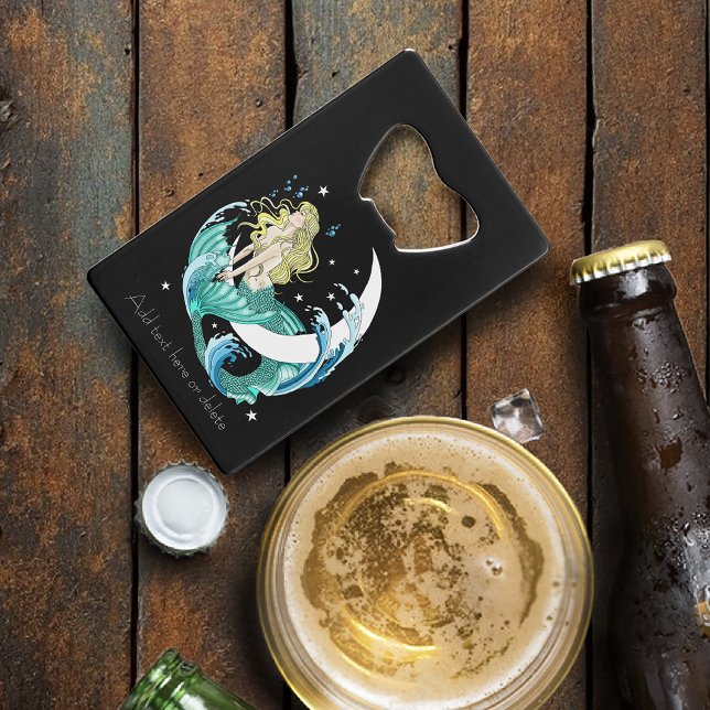 Blonde Mermaid Moon Fantasy Art Deco Geldbeutel Flaschenöffner (Von Creator hochgeladen)