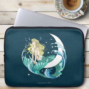 Blonde Mermaid Moon Fantasy Art Deco Laptopschutzhülle