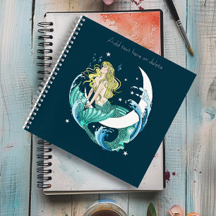 Blonde Mermaid Moon Fantasy Art Deco Notizbuch