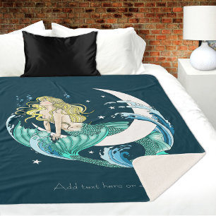 Blonde Mermaid Moon Fantasy Art Deco Sherpadecke