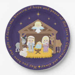 Blonde Nativity Scene Paper Plate Pappteller