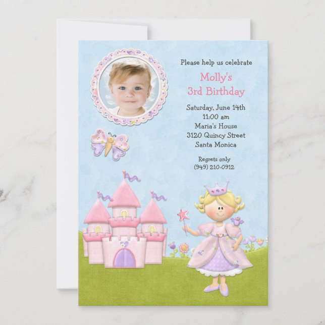 Blonde Party Einladung Prinzessin-Birthday (Vorderseite)