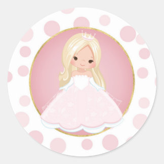 Blonde Pink Princess Runder Aufkleber