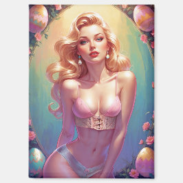 Blonde Pinup Pink Unterwäsche Ostereier Magnet