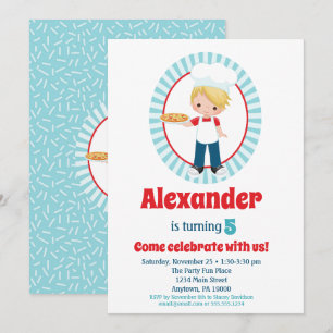 Blonde Pizza Party Boys Anniversday Invitation