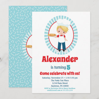 Blonde Pizza Party Boys Anniversday Invitation