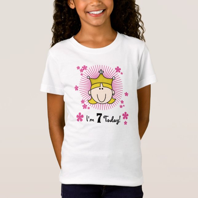 Blonde Prinzessin 7. Geburtstag T-Shirt (Vorderseite)